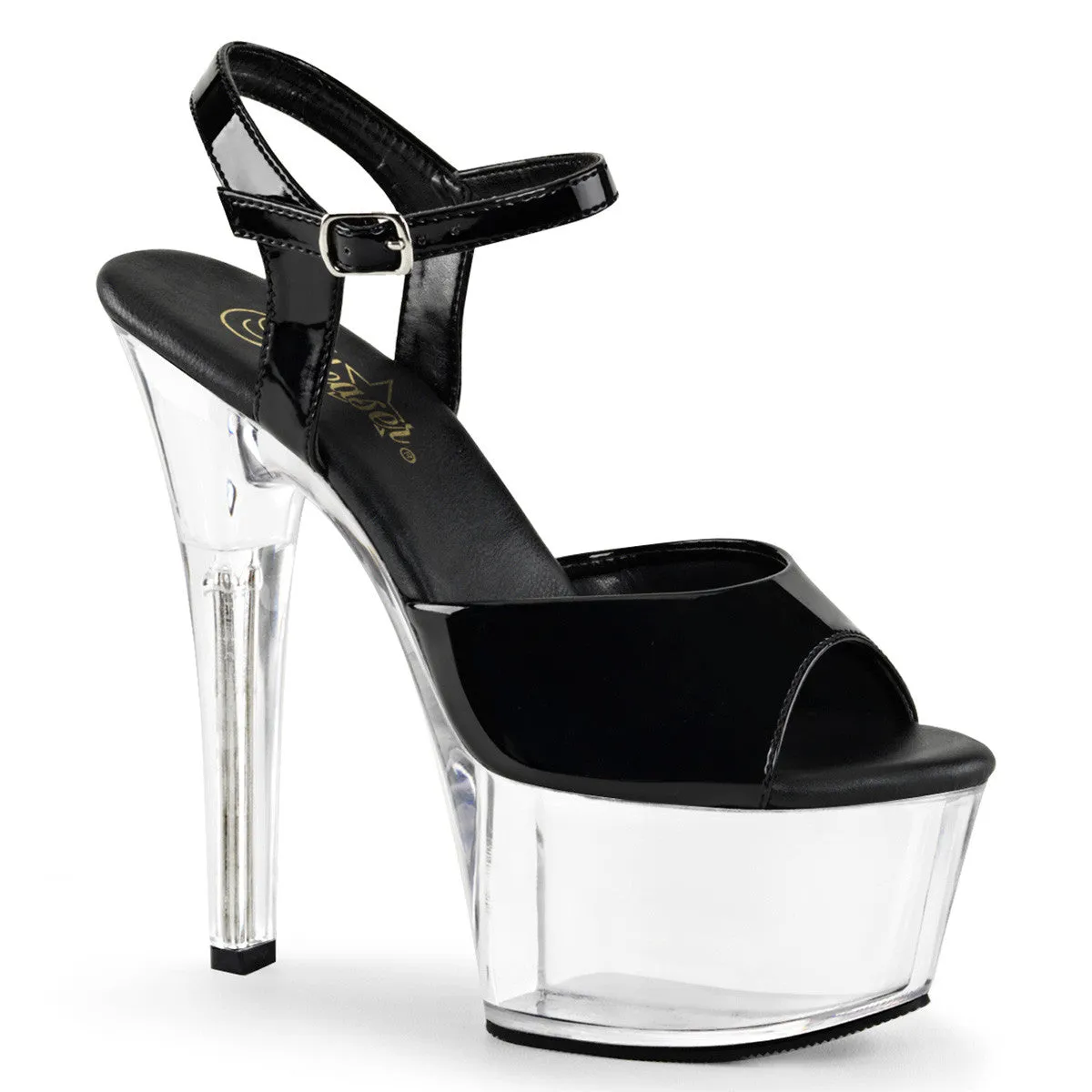 6 Inch Heel ASPIRE-609 Black Pat Clear