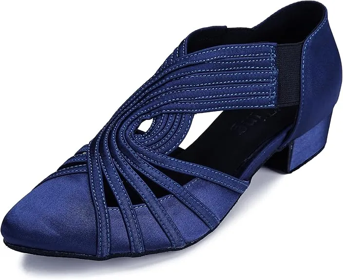 Ballroom Dance Shoes Low Heel Blue Closed Toe