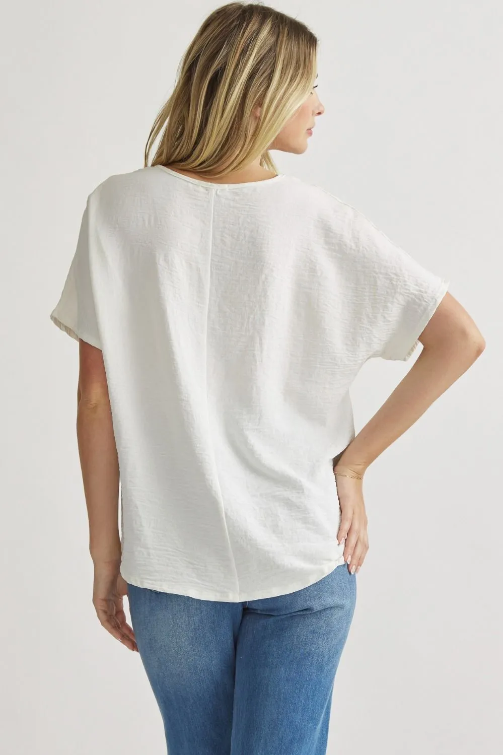 Blissful Basics V-Neck Top - Off White *Regular & Curvy*