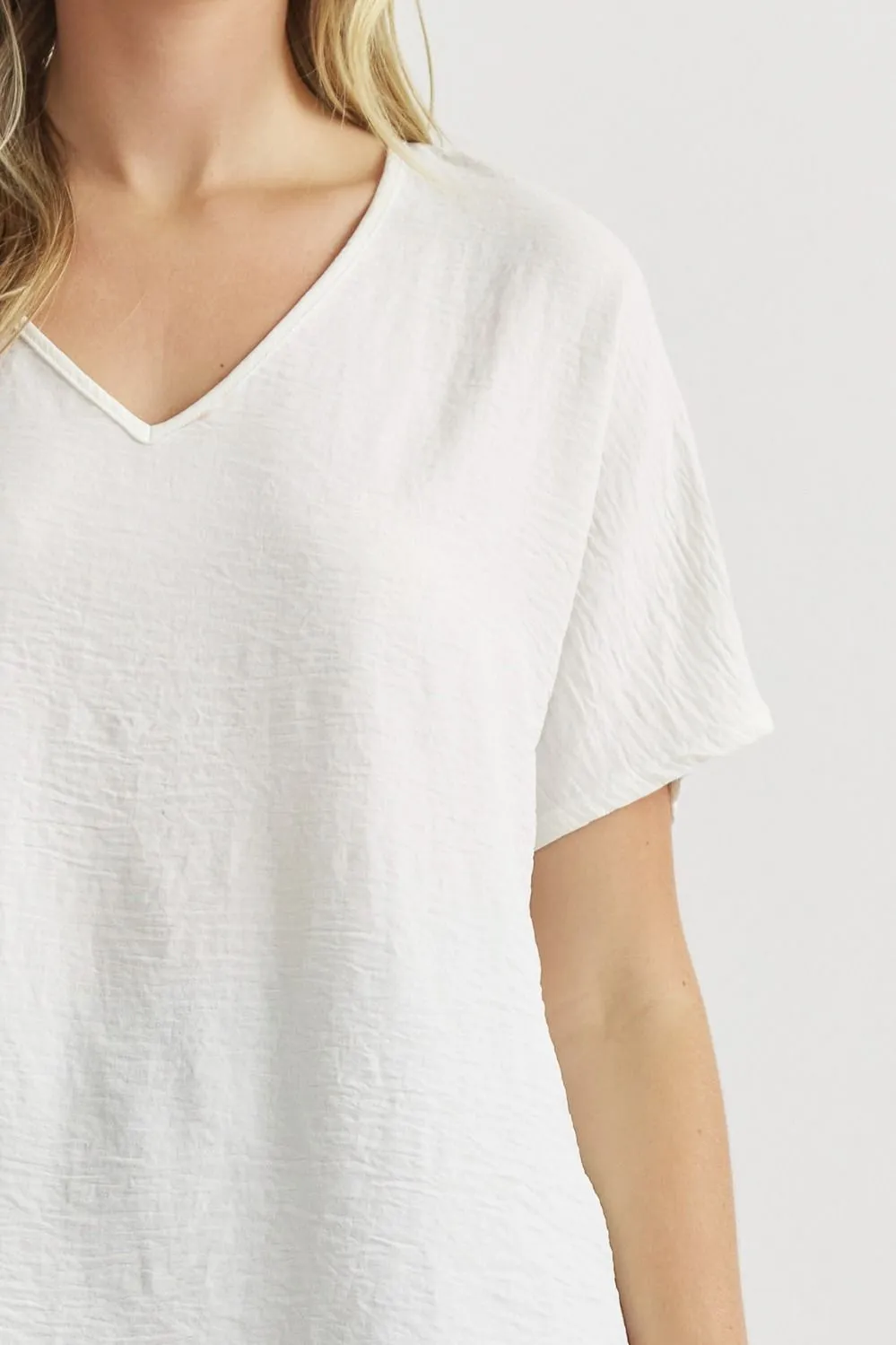 Blissful Basics V-Neck Top - Off White *Regular & Curvy*