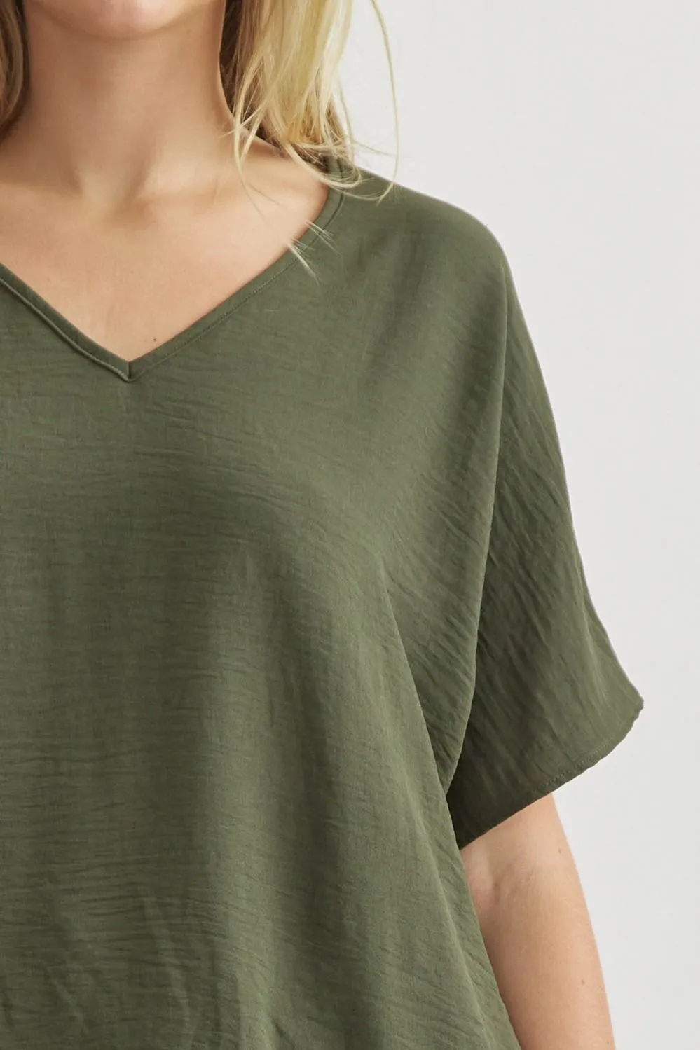 Blissful Basics V-Neck Top - Olive *Regular & Curvy*