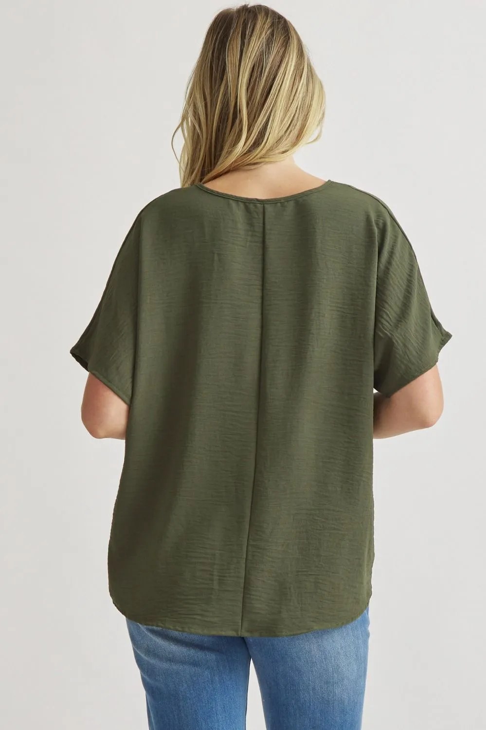 Blissful Basics V-Neck Top - Olive *Regular & Curvy*