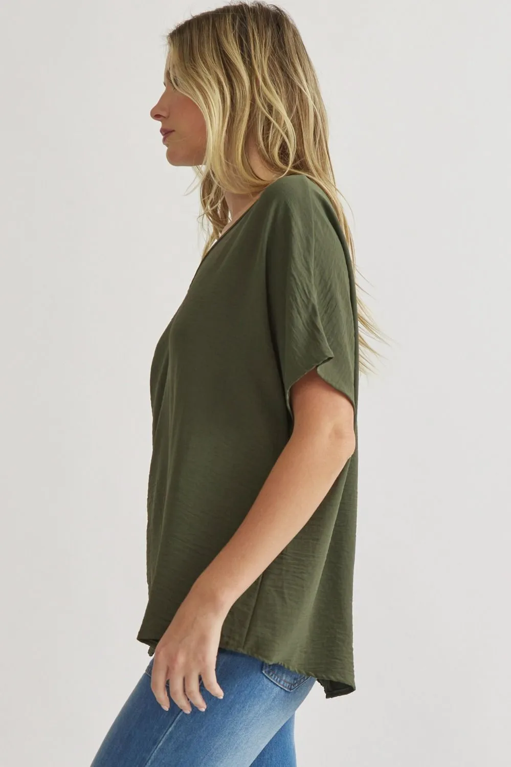 Blissful Basics V-Neck Top - Olive *Regular & Curvy*