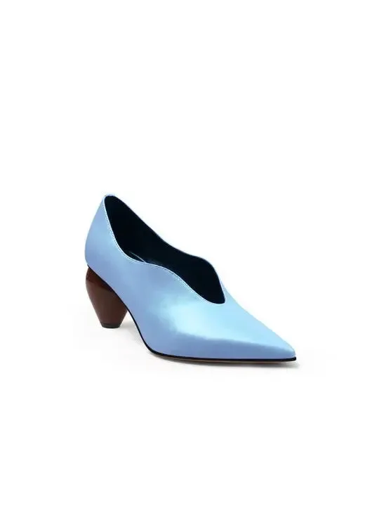 Breigh Blue Curve Shaped Leather Pumps