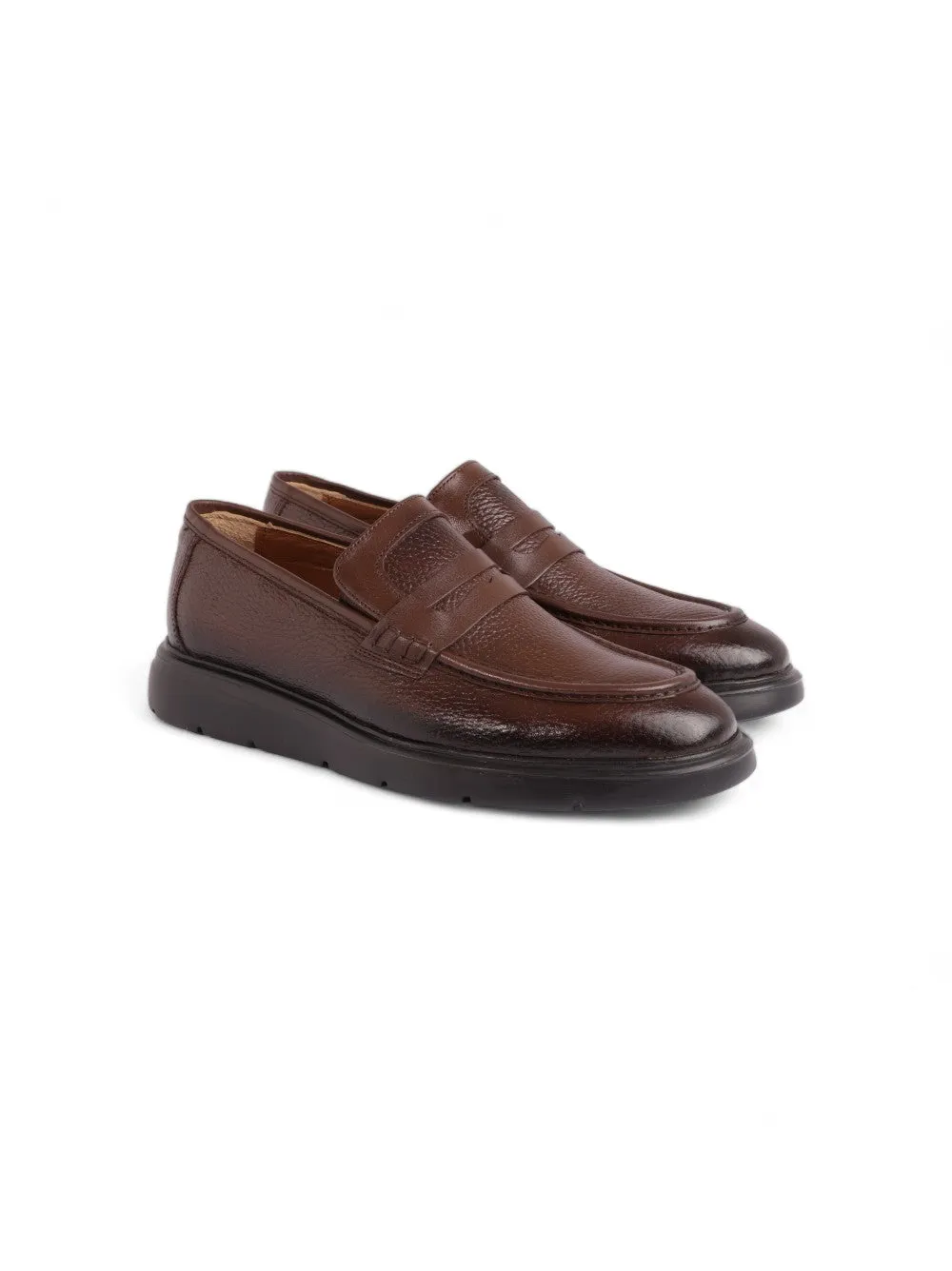 Brown Classic Moccasin With Flat Insole