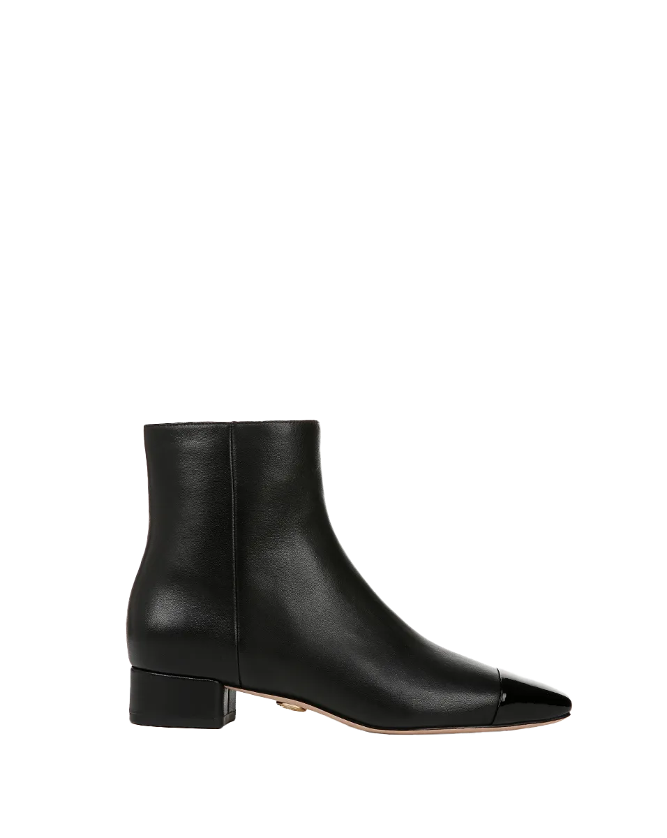 Cecile Leather Cap-Toe Bootie