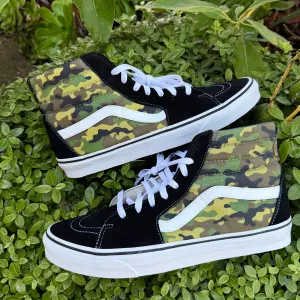 Classic OG Camo Green Camouflage Custom Sk8 Hi Vans - Custom Vans Shoes