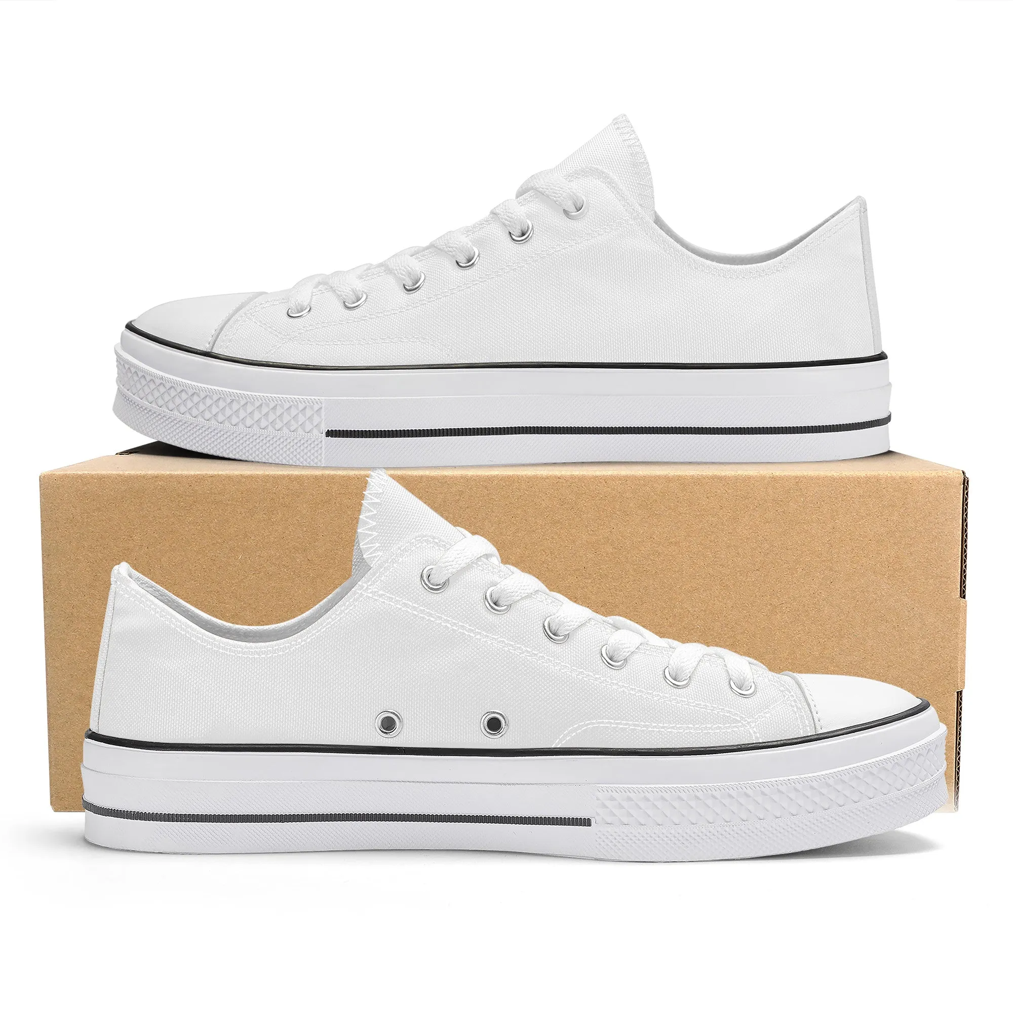 Create Your Own-Unisex Classic Low Top Canvas Shoes - White