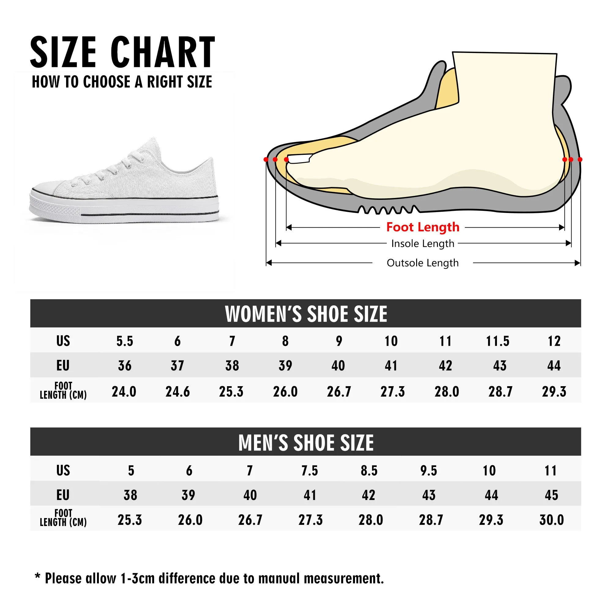 Create Your Own-Unisex Classic Low Top Canvas Shoes - White