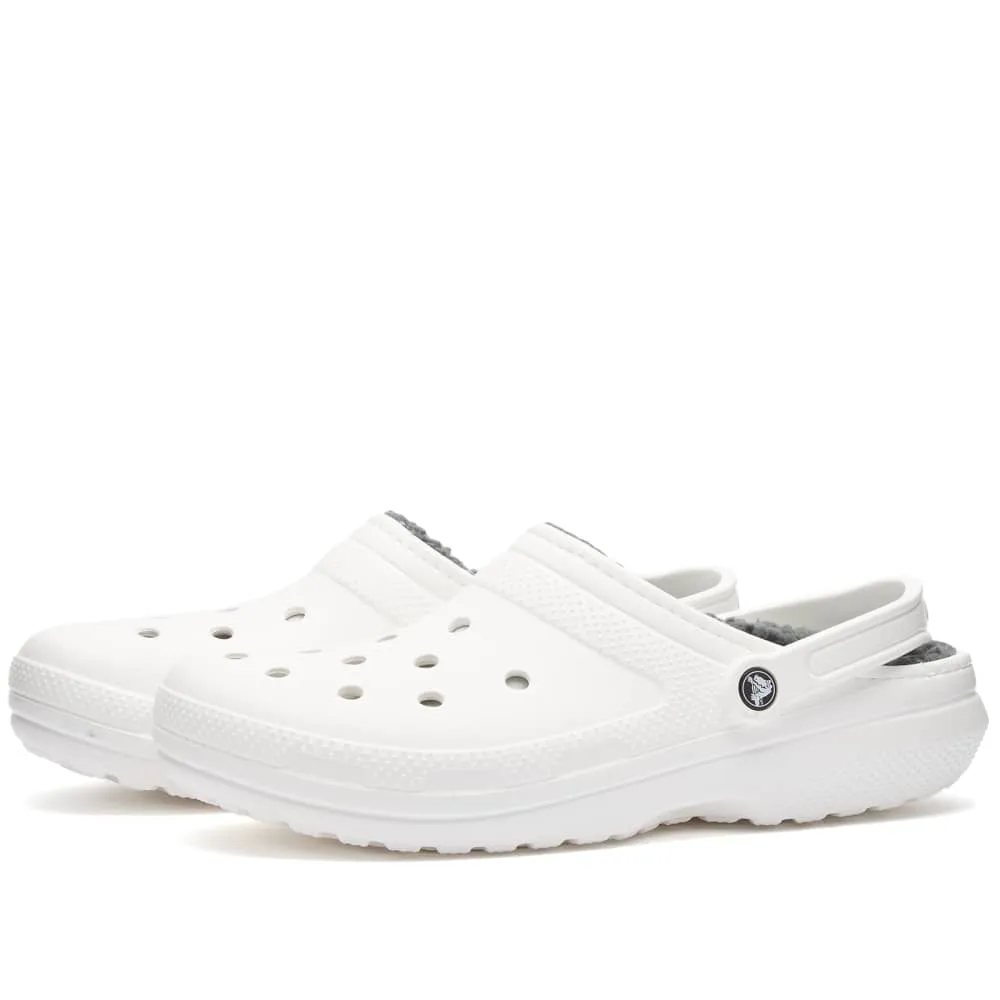 Crocs Classic Clogs with lining, white/gray