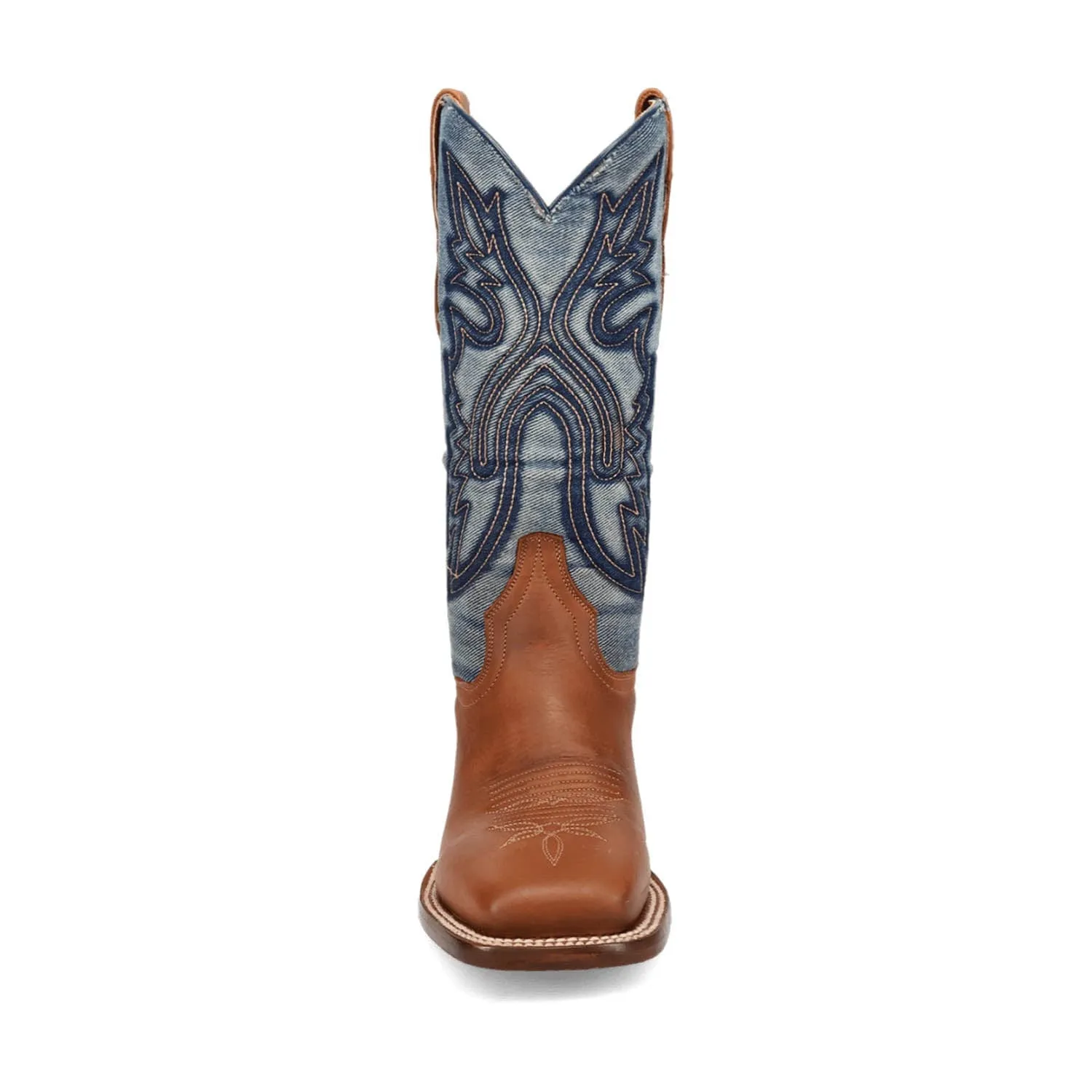 Dan Post Womens Ellie Tan/Denim Leather Cowboy Boots