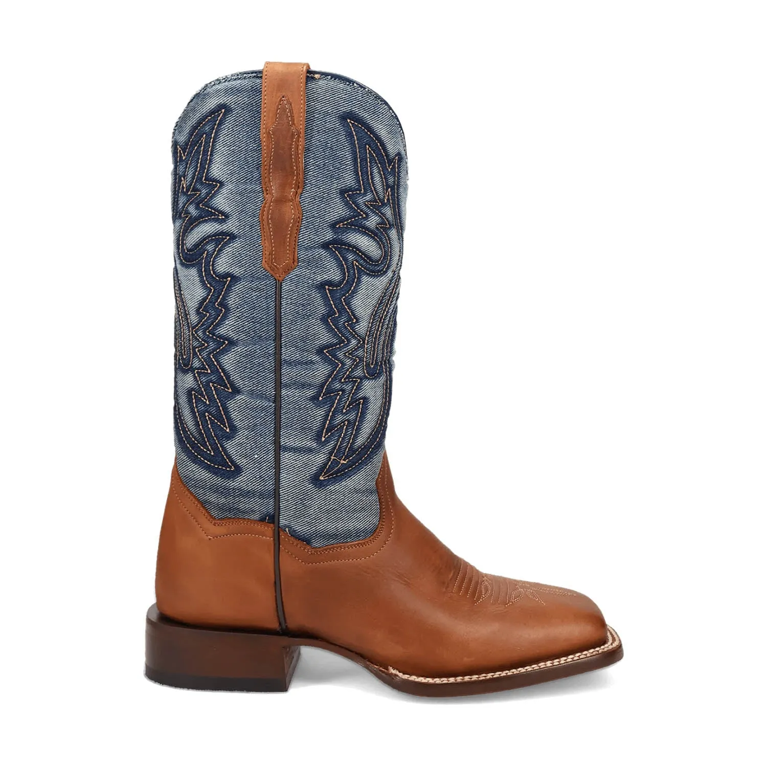 Dan Post Womens Ellie Tan/Denim Leather Cowboy Boots