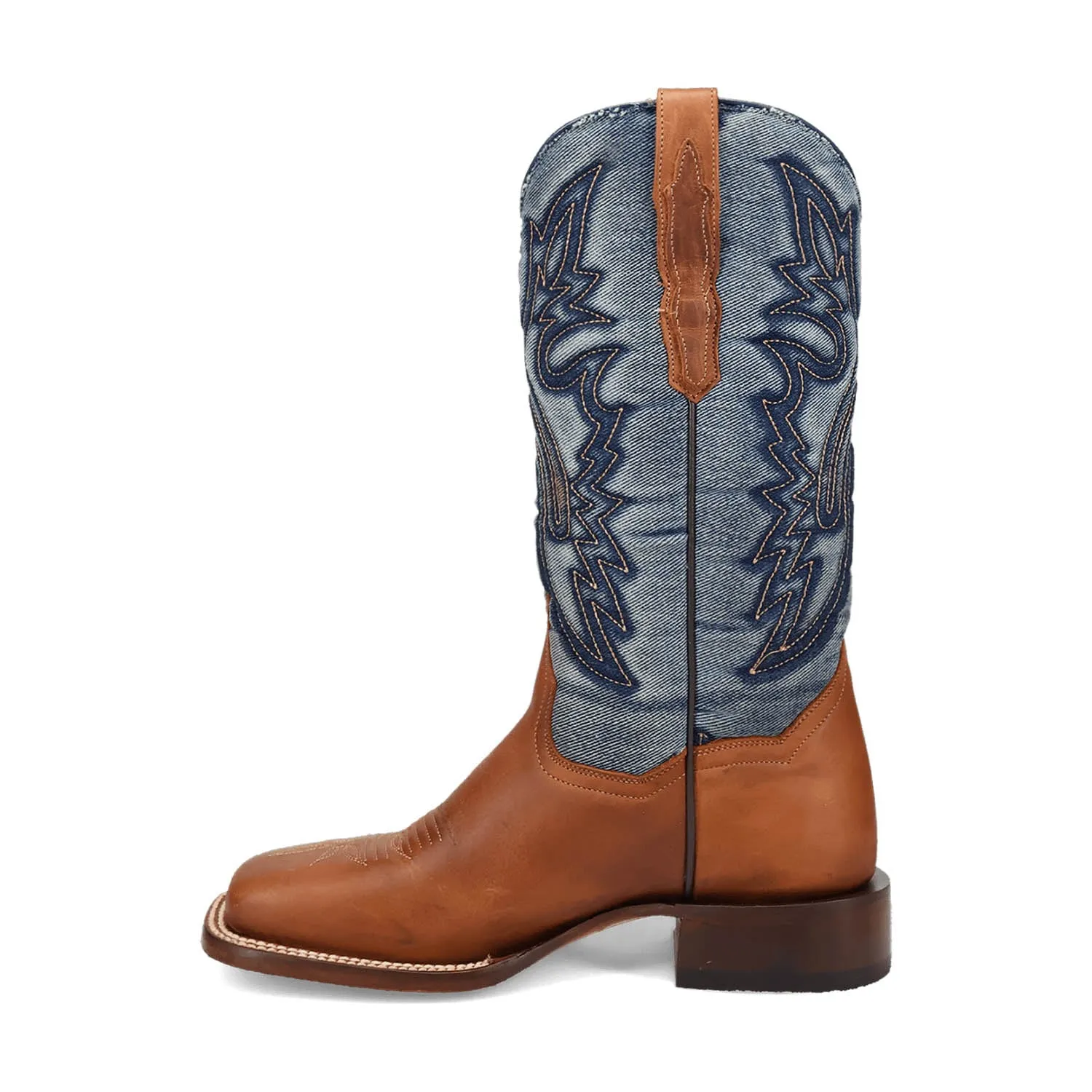 Dan Post Womens Ellie Tan/Denim Leather Cowboy Boots