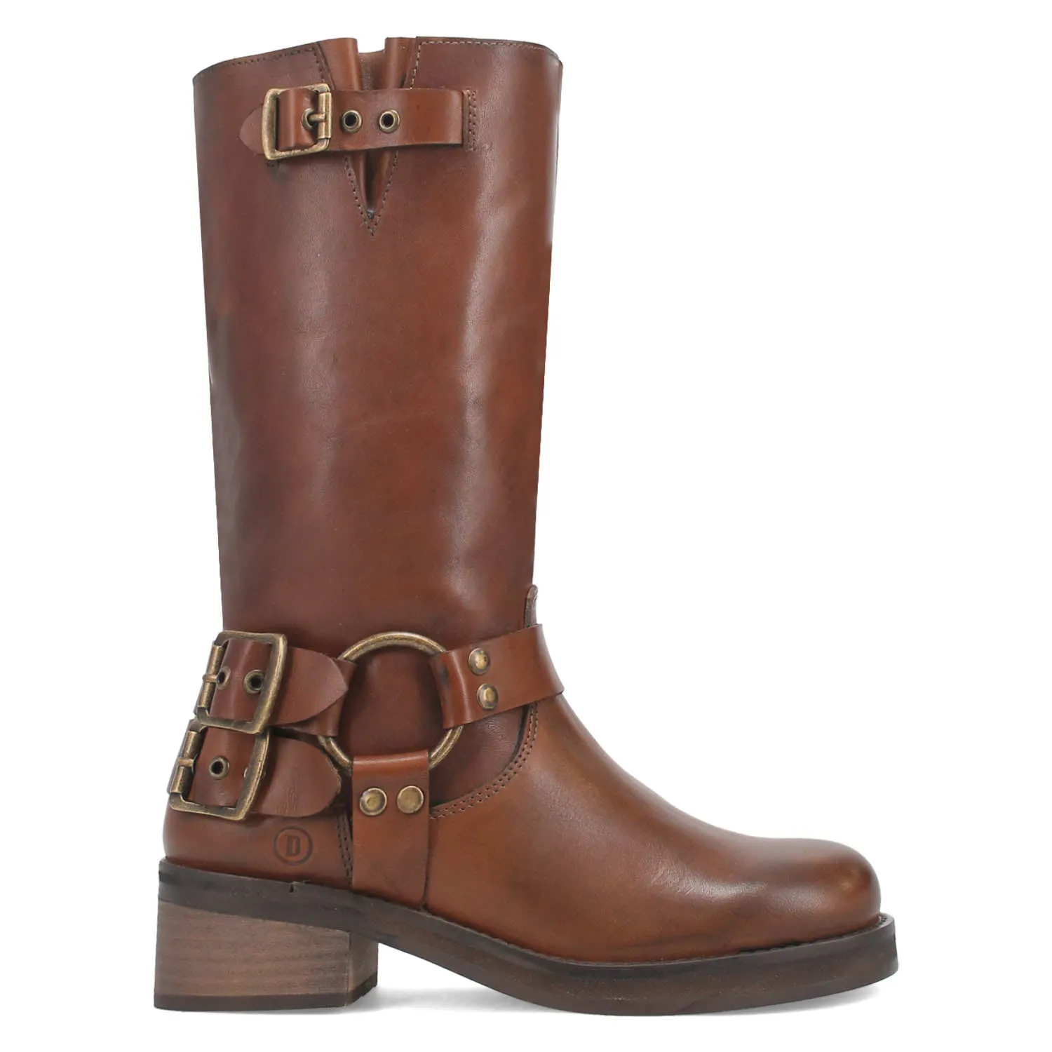 Dingo Womens Harlee Brown Leather Motorcycle Boots