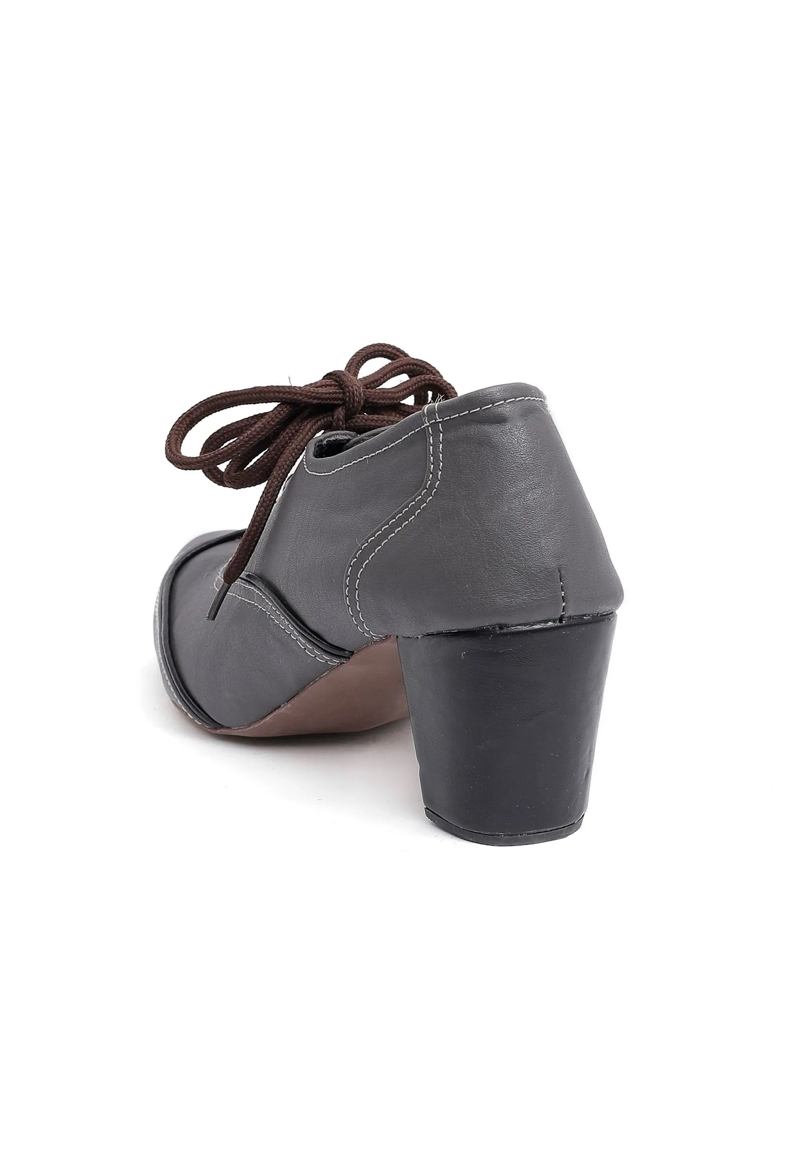 Dove Grey Cruelty Free Leather Oxford Heel Boots