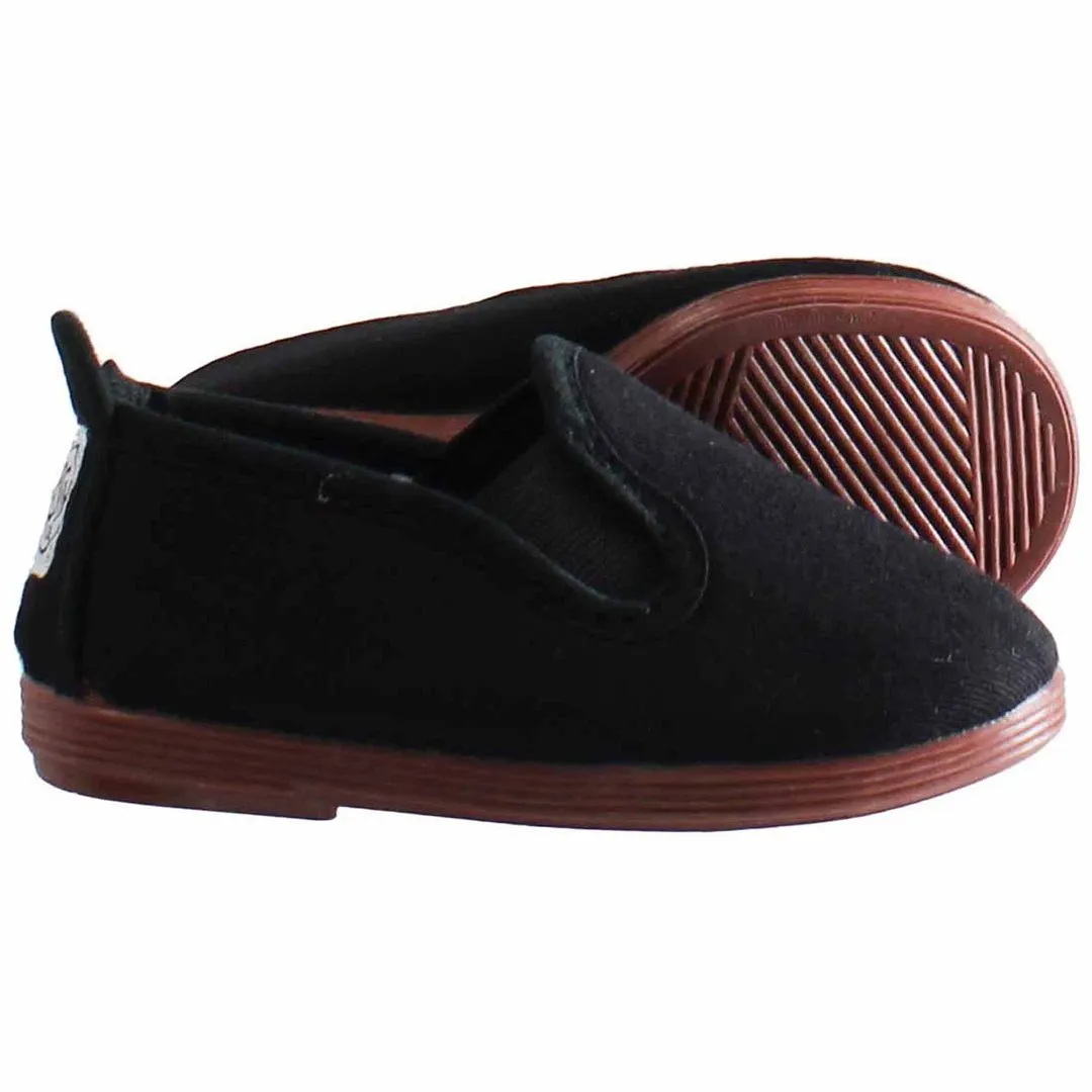 Flossy Pamplona Kids Black Plimsolls