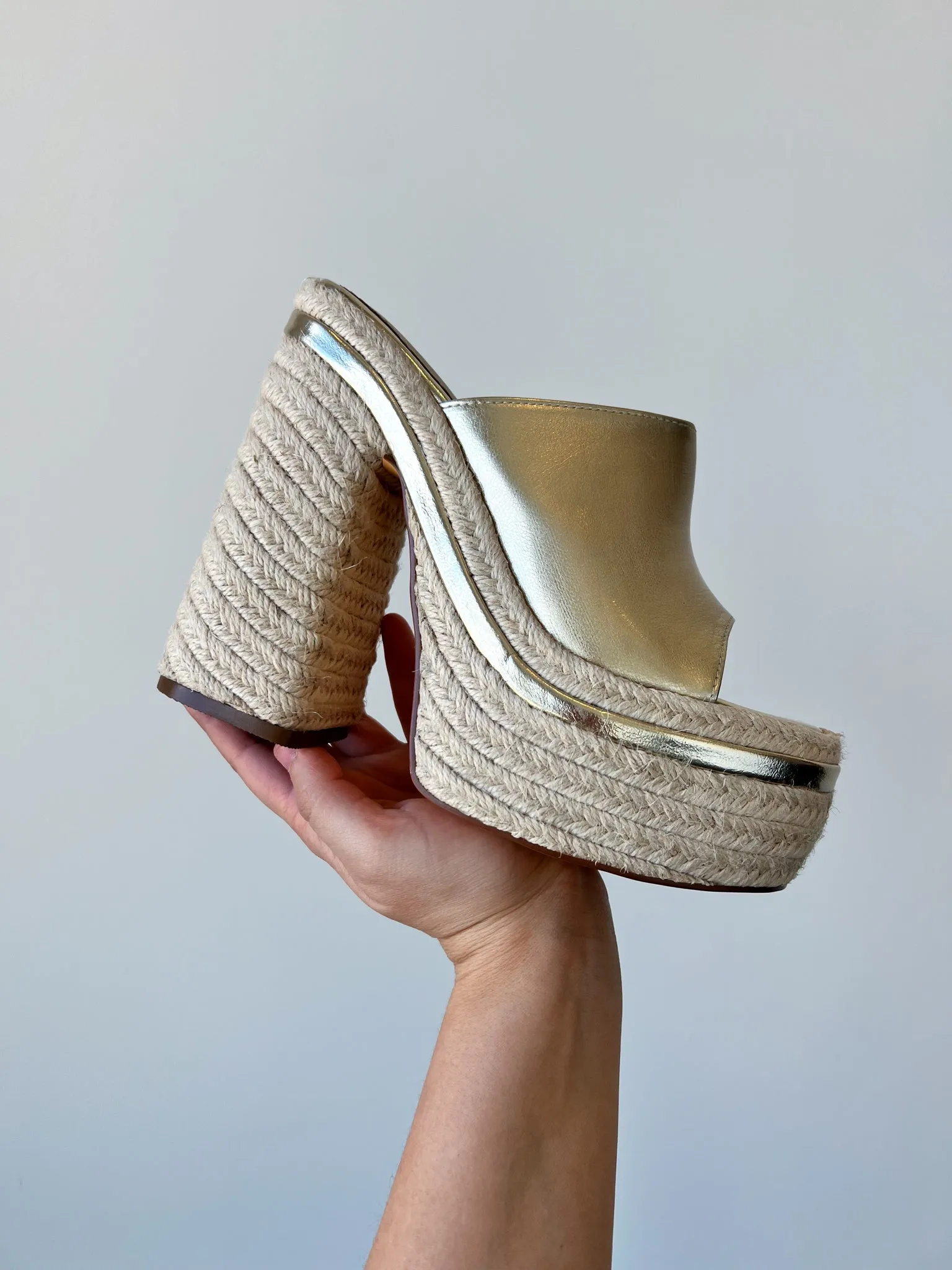 Kate Woven Platform Heels- Gold