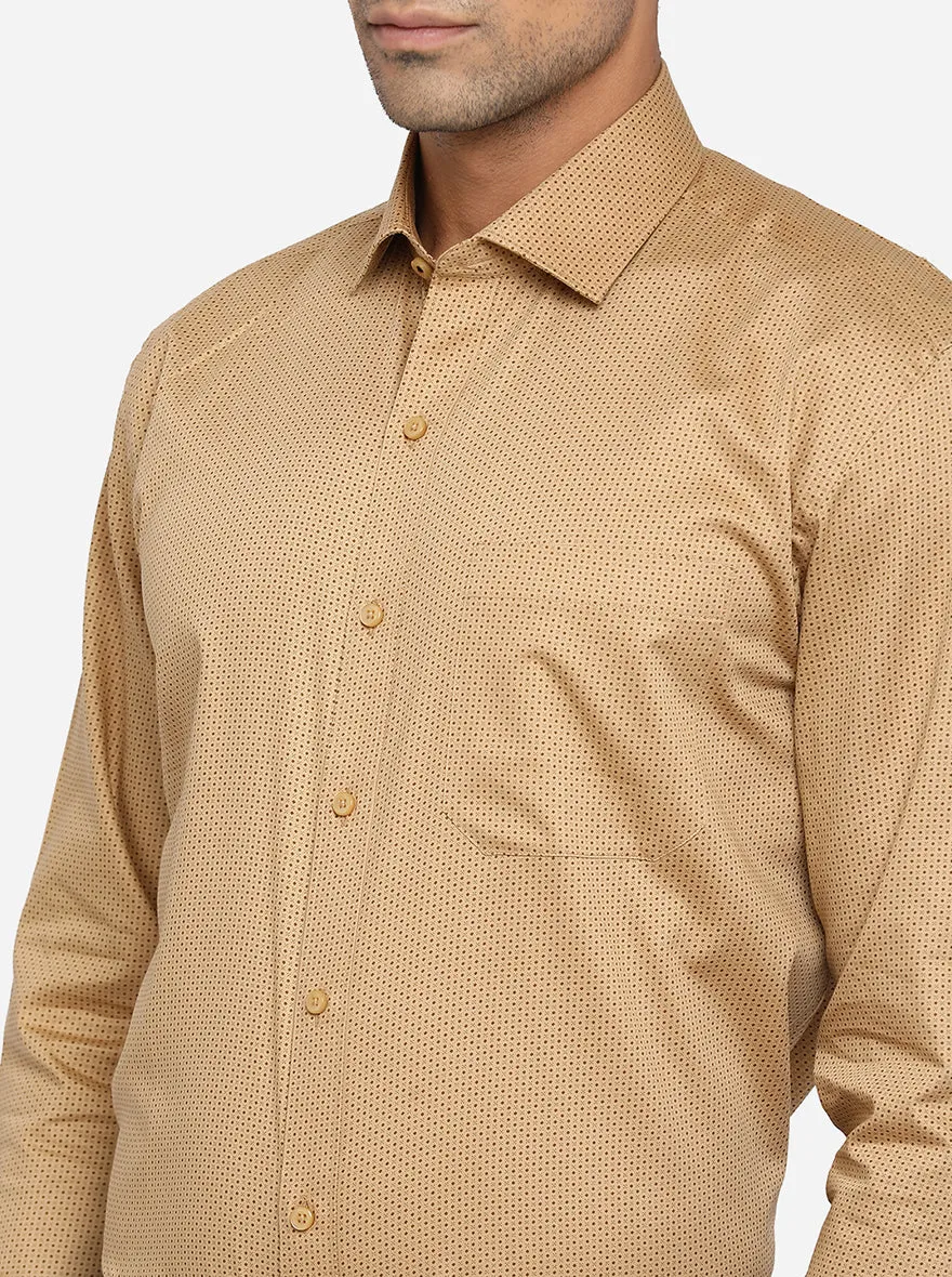 Khaki Printed Regular Fit Formal Shirt | Greenfibre