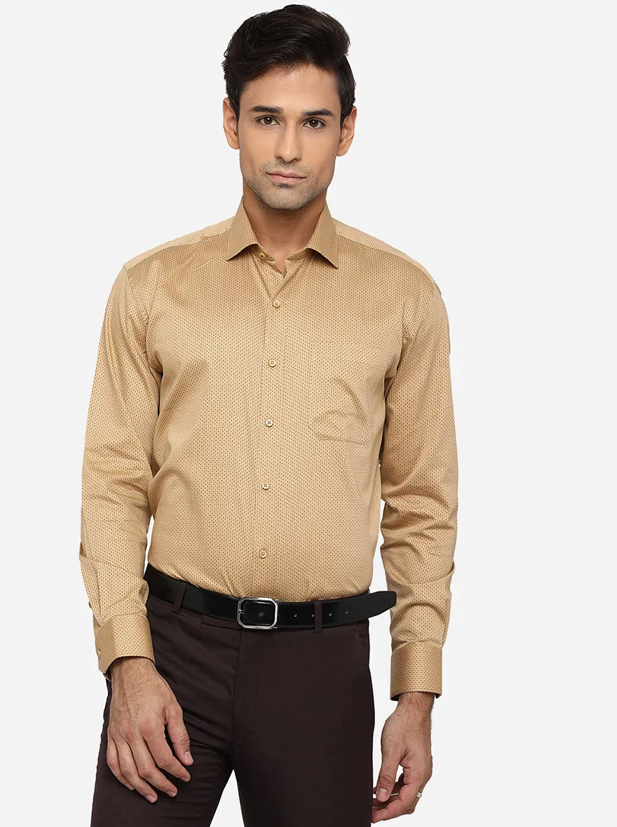 Khaki Printed Regular Fit Formal Shirt | Greenfibre