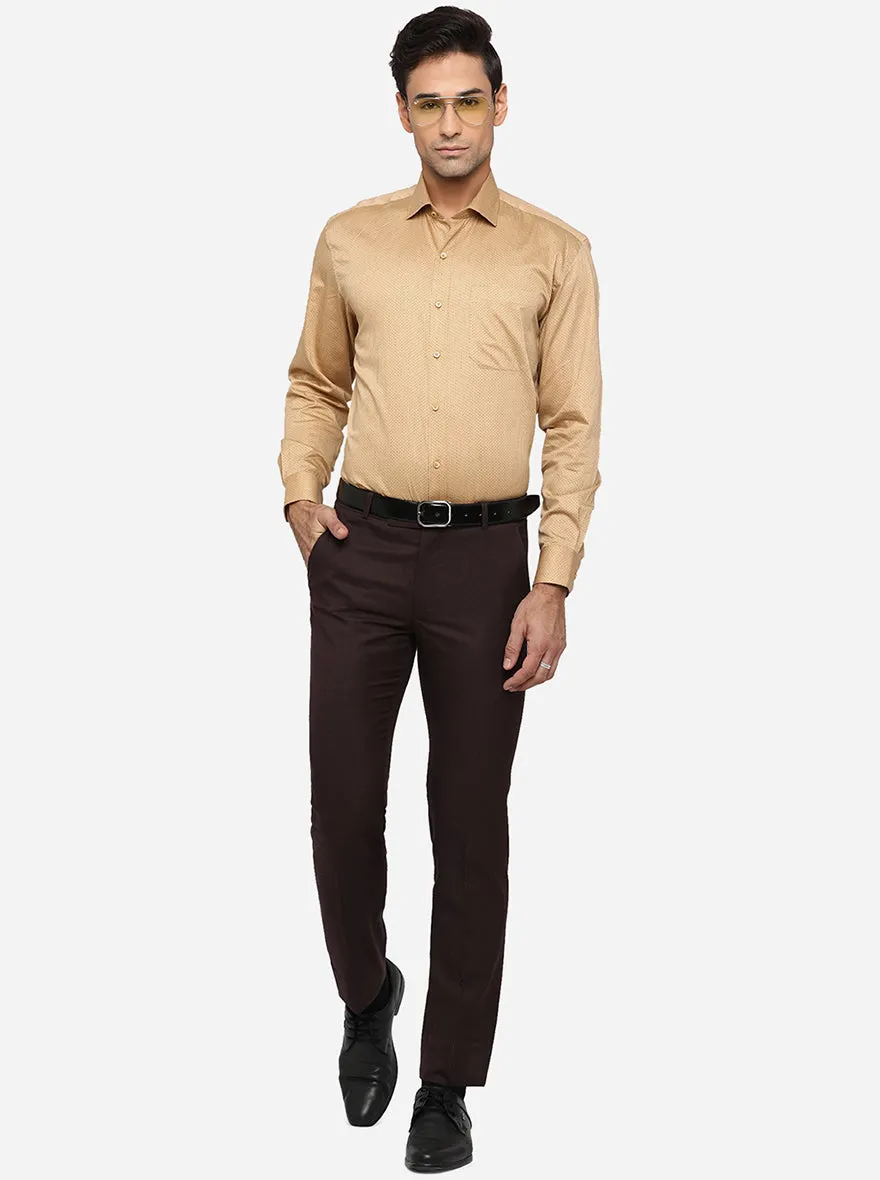 Khaki Printed Regular Fit Formal Shirt | Greenfibre