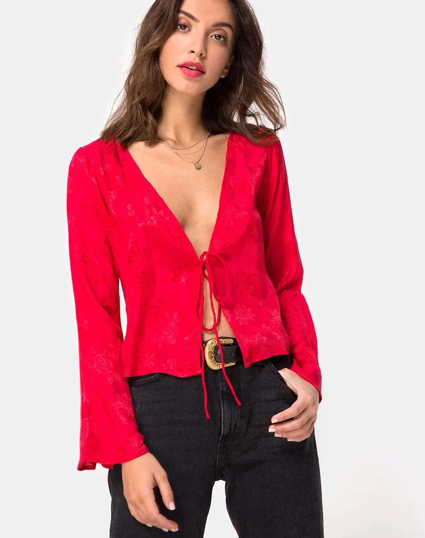 Merida Blouse in Satin Red