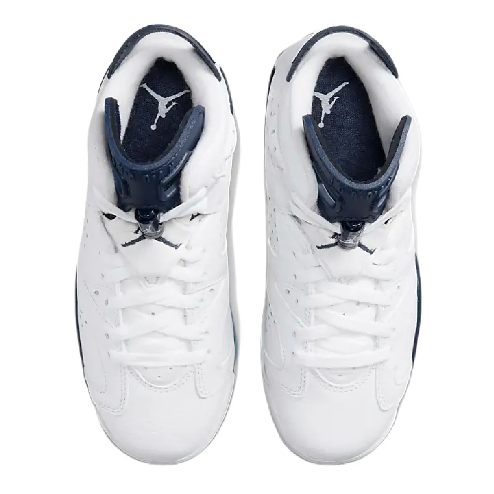 Nike Air Jordan 6 Retro Kids Sneakers, White/Navy Blue