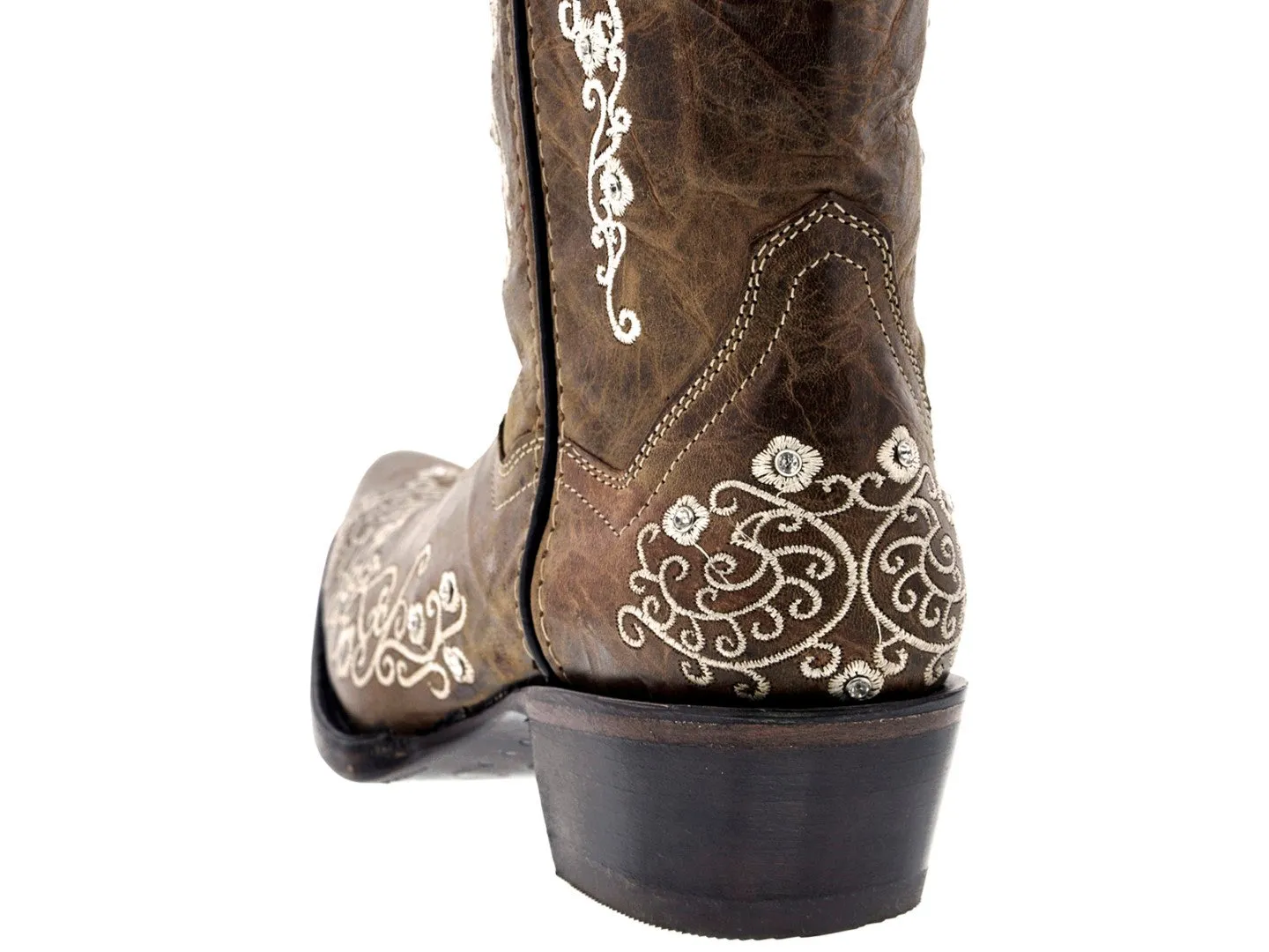 Womens Stella Light Brown Leather Cowboy Boots - Snip Toe