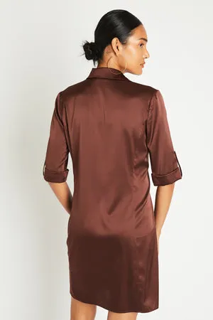 YVES SILK DRESS - CHOCOLATE